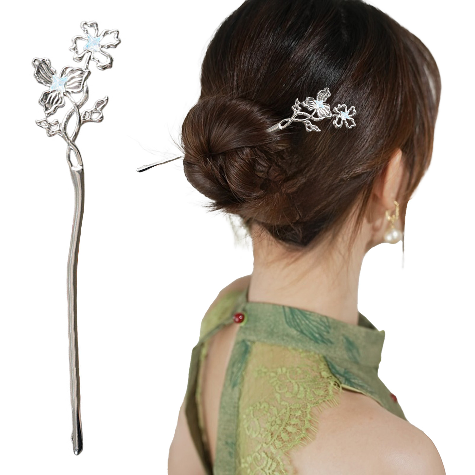 Hanbok Hair Pin - Metal Butterfly Hair Sticks Chinese Hanfu
