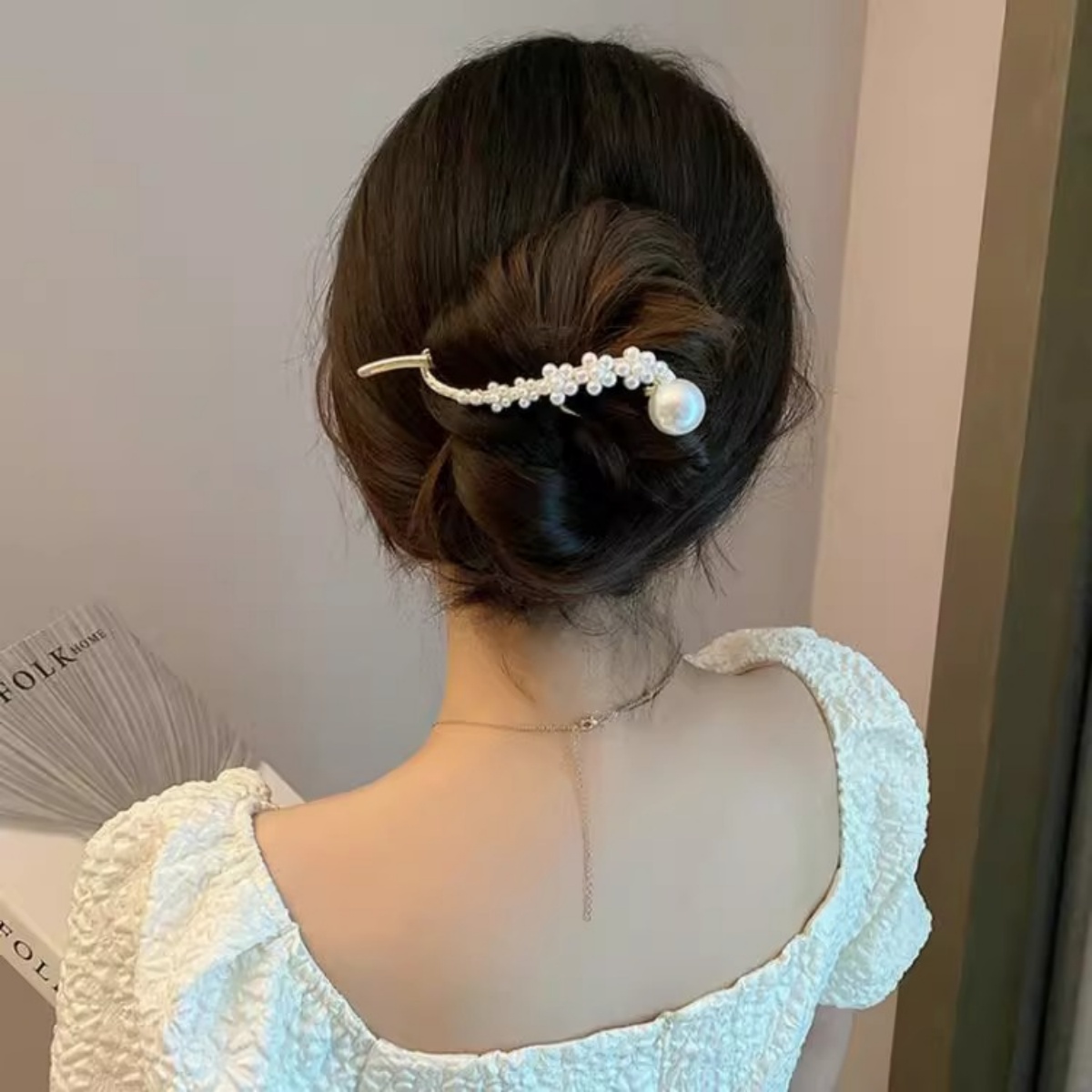 Elegant Glitter Pearl Hair Cli - Korean Women Lifestyle บทวิจารณ์และราคา
