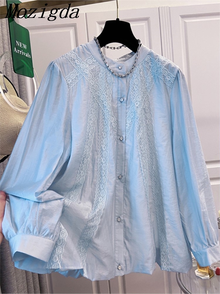 Oversize Spring Lace Round Nec - Korean Lifestyle บทวิจารณ์และราคา