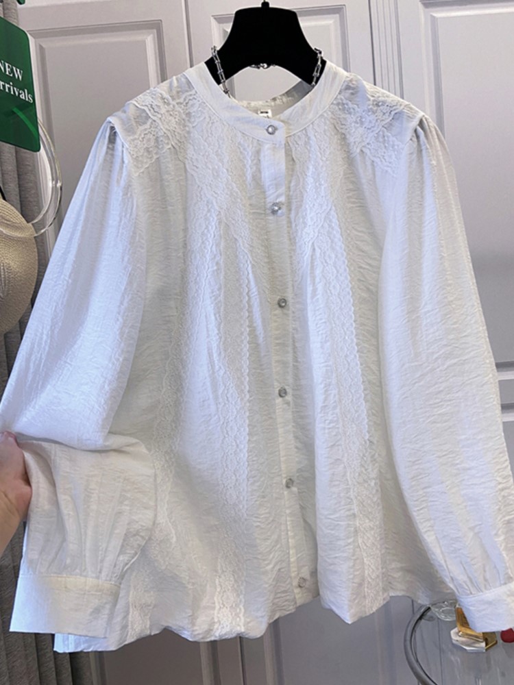 Oversize Spring Lace Round Nec - Korean Lifestyle บทวิจารณ์และราคา