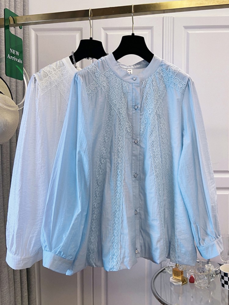 Oversize Spring Lace Round Nec - Korean Lifestyle บทวิจารณ์และราคา