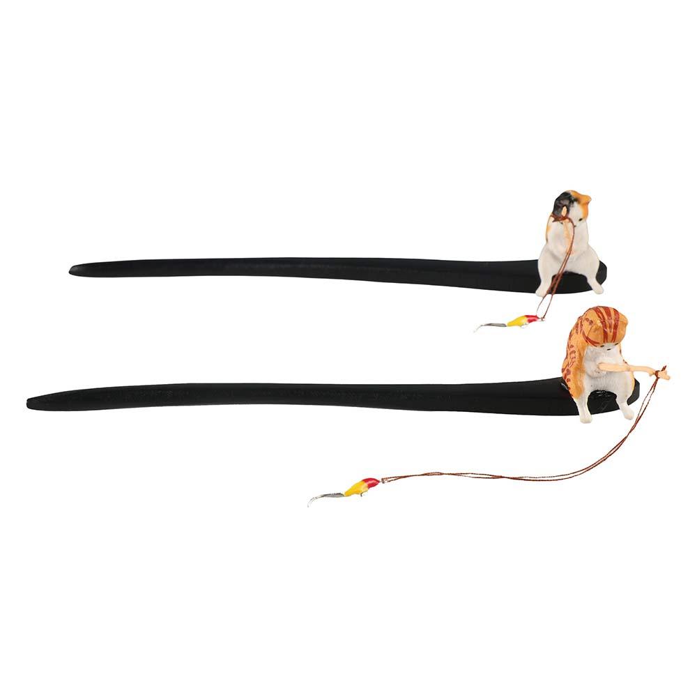 Cute Cat Fishing Wooden Hair S - Hanbok Hair Pin บทวิจารณ์และราคา
