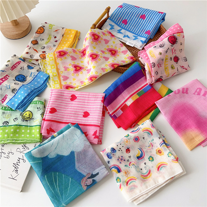 55cm Square Scarves Cotton Lin - Korean Lifestyle บทวิจารณ์และราคา