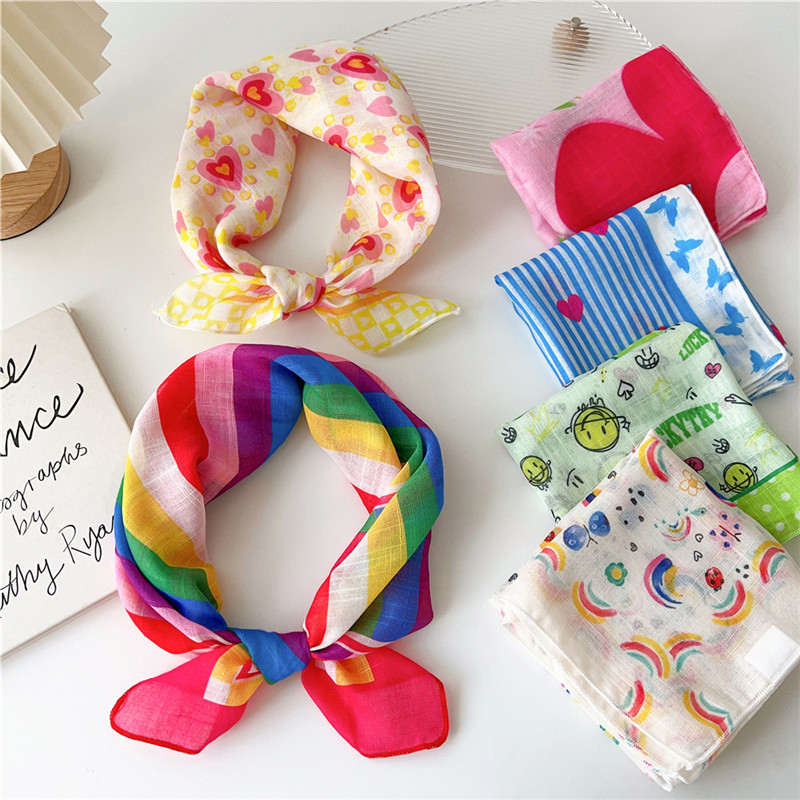 55cm Square Scarves Cotton Lin - Korean Lifestyle บทวิจารณ์และราคา