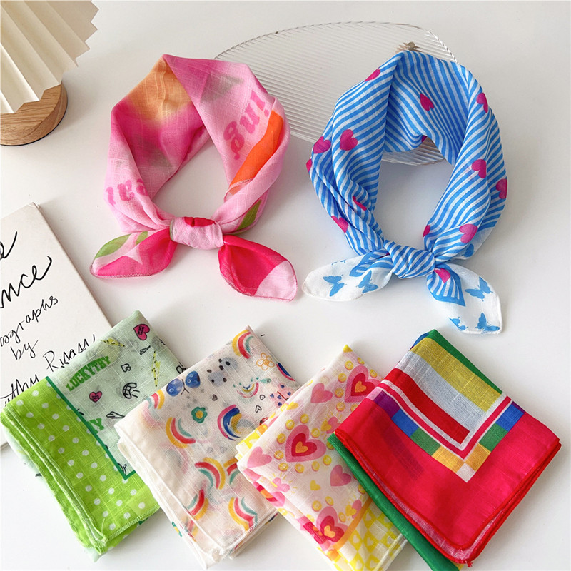 55cm Square Scarves Cotton Lin - Korean Lifestyle บทวิจารณ์และราคา