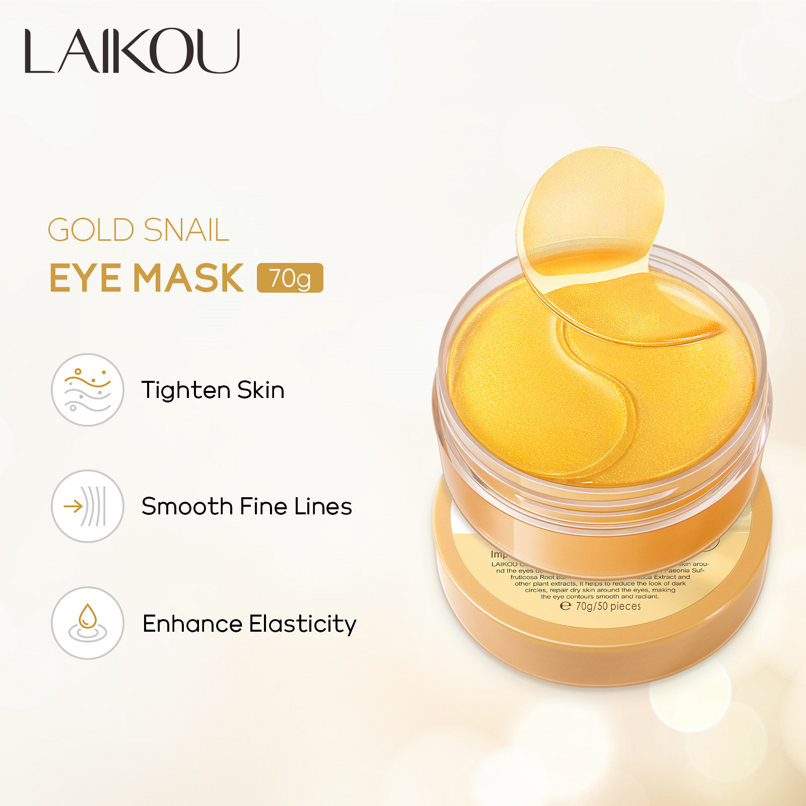 LAIKOU 50pcs Golden Snail Coll - Sheet Mask Collagen บทวิจารณ์และราคา