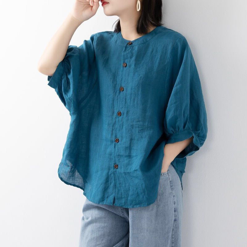 Cotton and linen shirt women's - Korean Lifestyle บทวิจารณ์และราคา