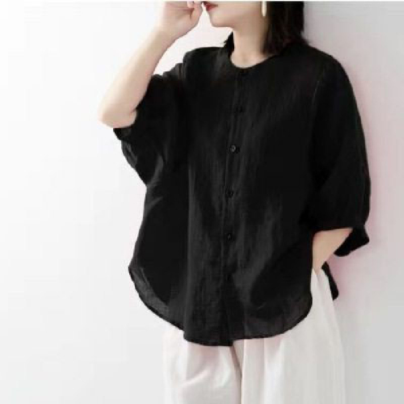 Cotton and linen shirt women's - Korean Lifestyle บทวิจารณ์และราคา