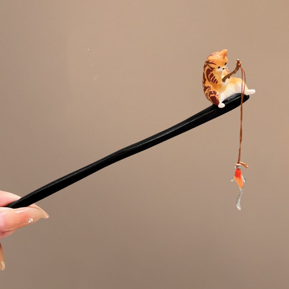 Antique Cat Fishing Wooden Hai - Hanbok Hair Pin บทวิจารณ์และราคา