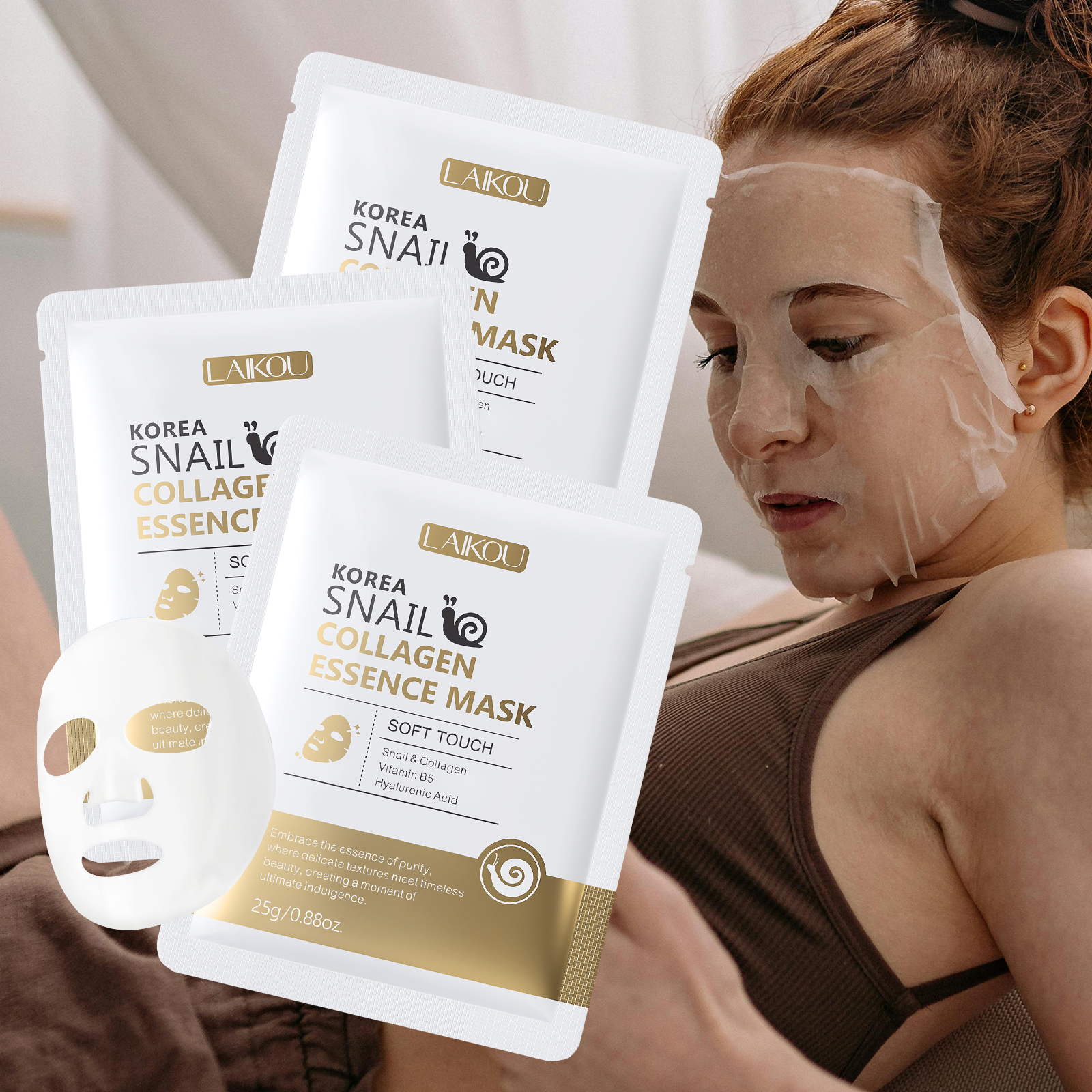 LAIKOU Korea Snail Collagen Es - Sheet Mask Collagen บทวิจารณ์และราคา
