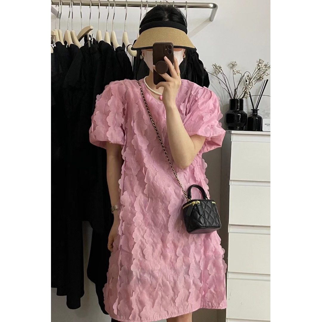 Floral Bubble Sleeve Dress Kor - Lifestyle Of Korean บทวิจารณ์และราคา