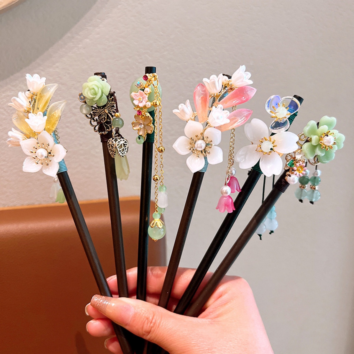 Exquisite Flower Tassel Wooden - Hanbok Hair Pin บทวิจารณ์และราคา