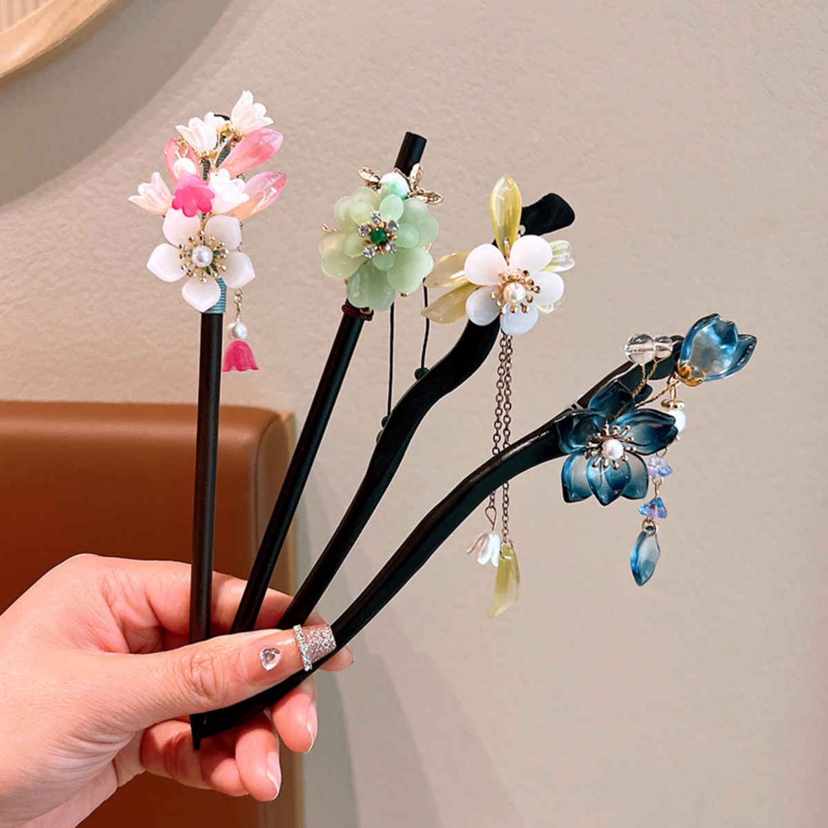 Exquisite Flower Tassel Wooden - Hanbok Hair Pin บทวิจารณ์และราคา