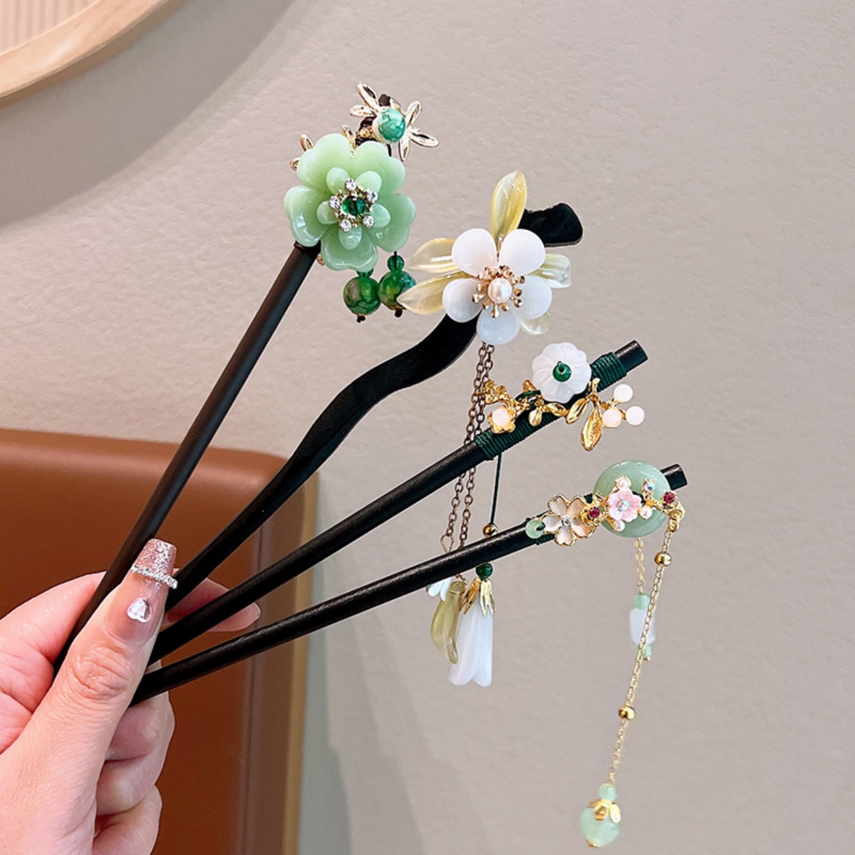 Exquisite Flower Tassel Wooden - Hanbok Hair Pin บทวิจารณ์และราคา