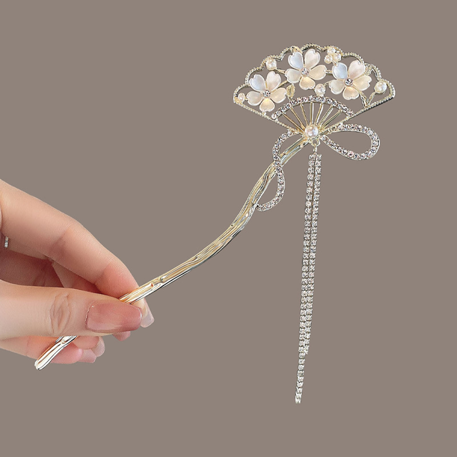 Vintage Flower Fan Shaped Hair - Hanbok Hair Pin บทวิจารณ์และราคา