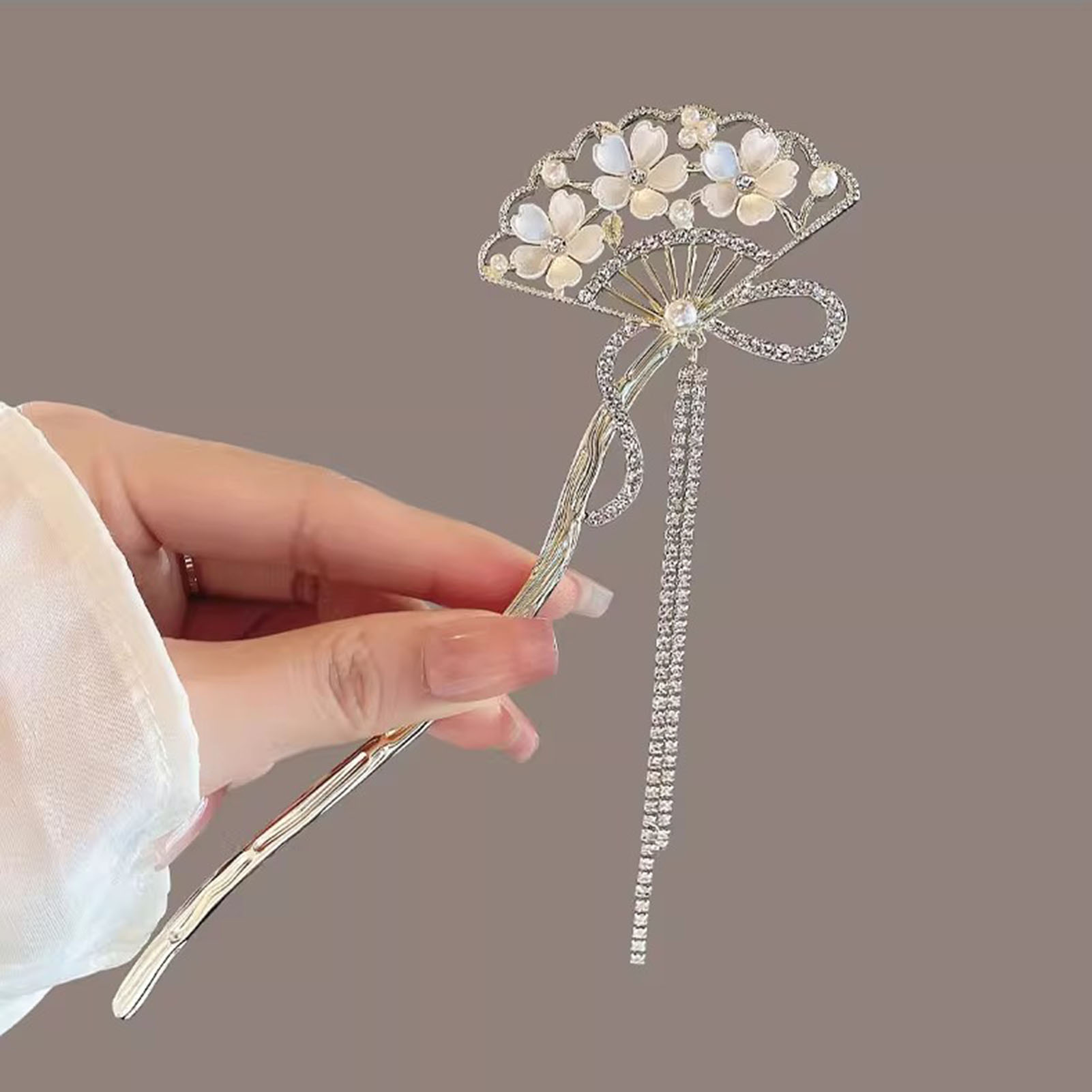 Vintage Flower Fan Shaped Hair - Hanbok Hair Pin บทวิจารณ์และราคา